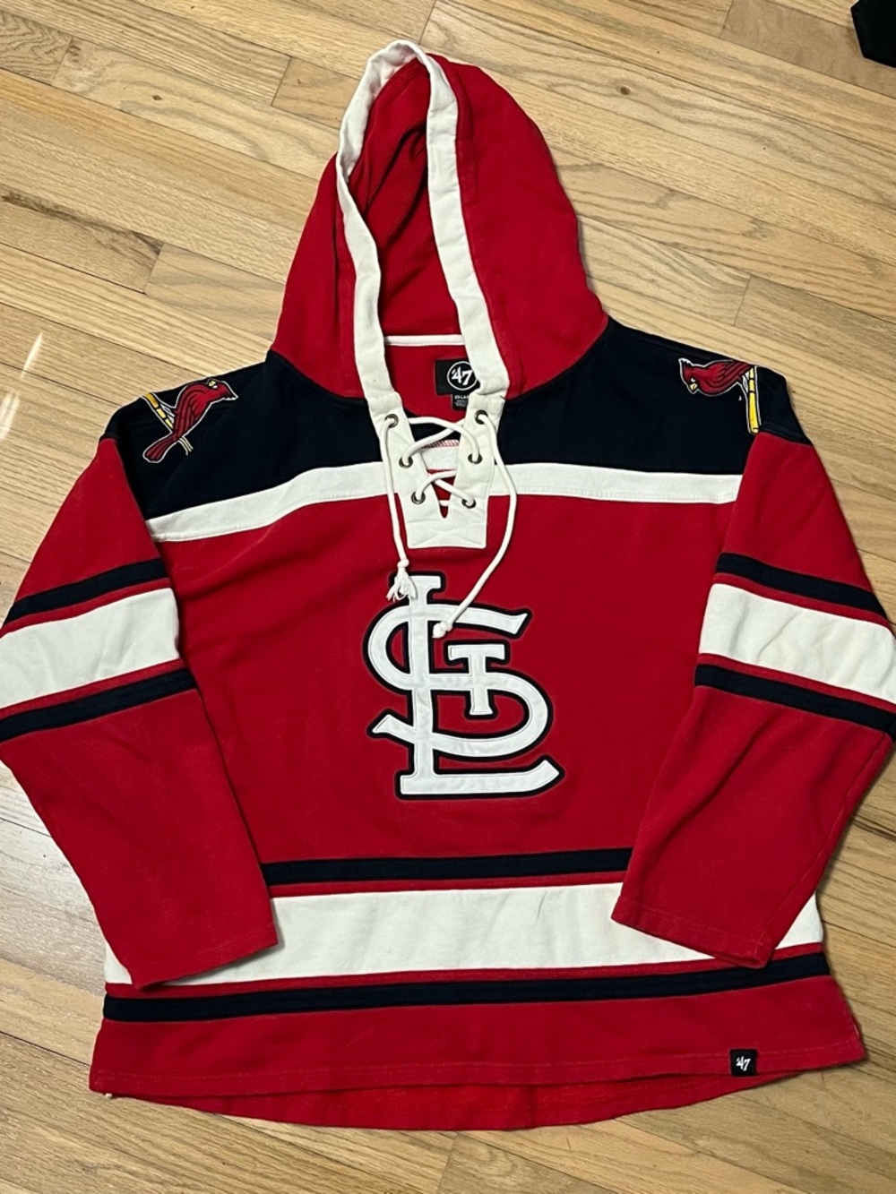 '47 St. Louis Cardinals Red, White & Navy Lace-Up Hoodie